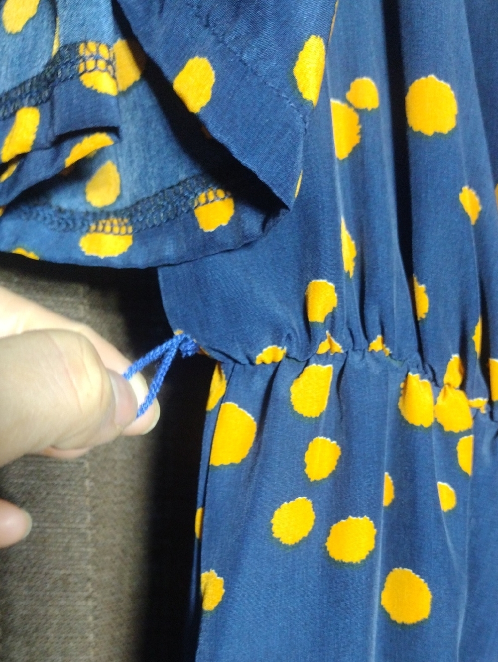 Kristin Miles Navy Dress with Orange Polka Dot Print - Picture 5 of 8